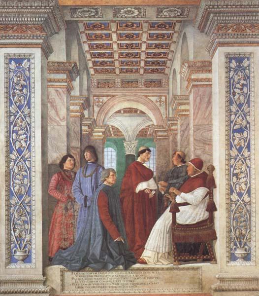 Melozzo da Forli Pope Sixtus IV appoints Platina as Prefect of the Vatican Library (mk45) France oil painting art